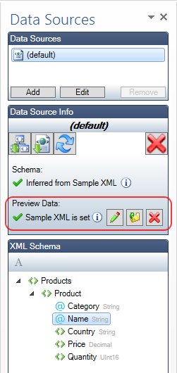 New XML Data Source Pane