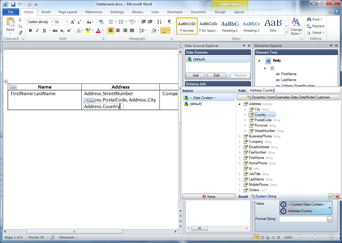 Binding a Field element to a .NET value