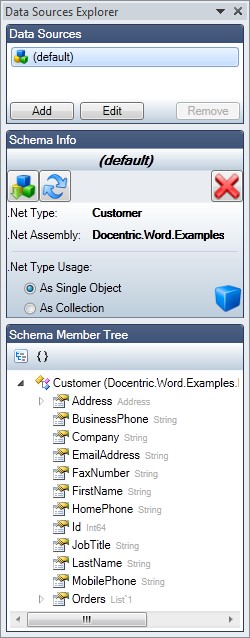 Data Sources Explorer - .NET Object data source